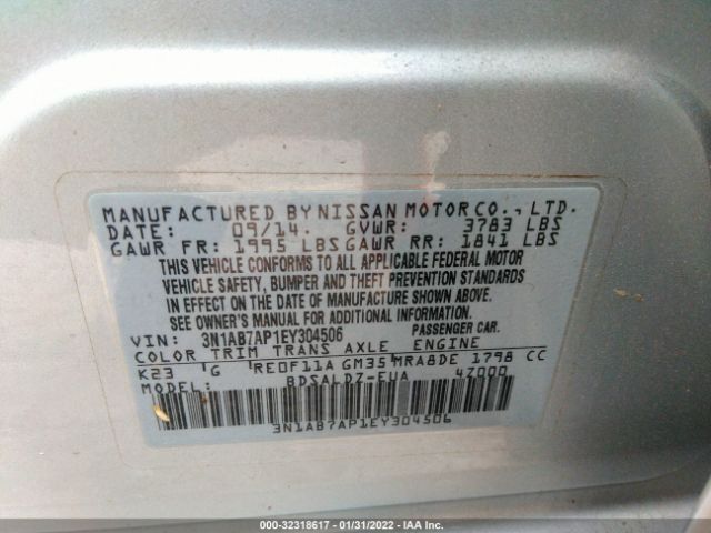 Photo 8 VIN: 3N1AB7AP1EY304506 - NISSAN SENTRA 