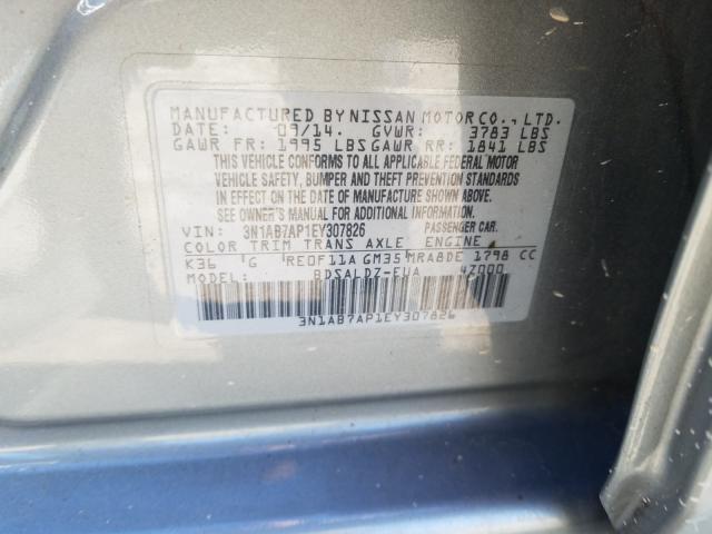 Photo 9 VIN: 3N1AB7AP1EY307826 - NISSAN SENTRA S 