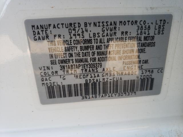 Photo 9 VIN: 3N1AB7AP1EY309379 - NISSAN SENTRA S 