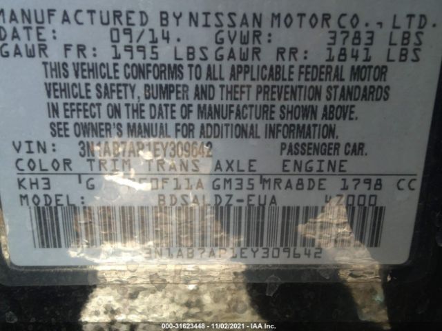 Photo 8 VIN: 3N1AB7AP1EY309642 - NISSAN SENTRA 