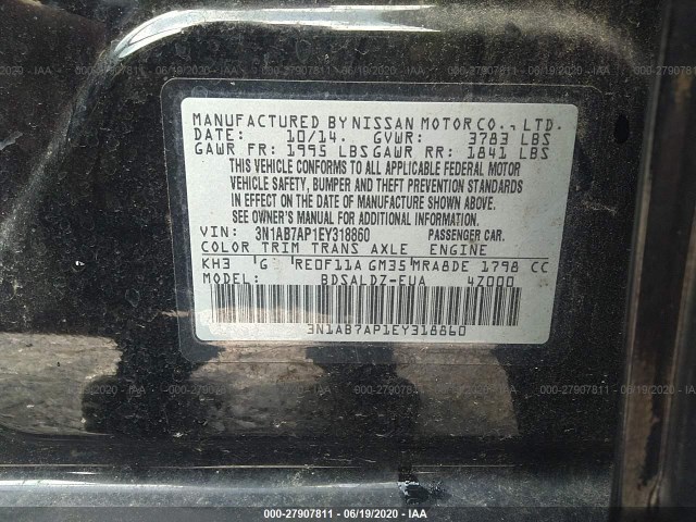 Photo 8 VIN: 3N1AB7AP1EY318860 - NISSAN SENTRA 