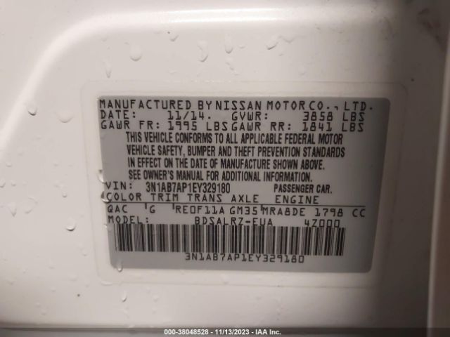 Photo 8 VIN: 3N1AB7AP1EY329180 - NISSAN SENTRA 