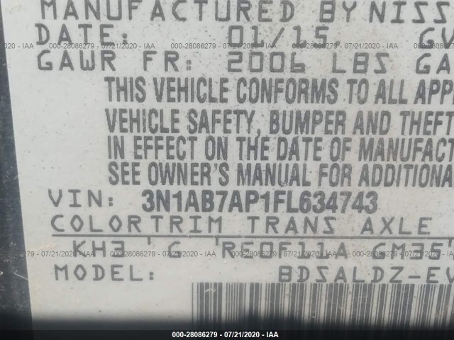 Photo 8 VIN: 3N1AB7AP1FL634743 - NISSAN SENTRA 