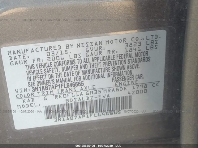 Photo 8 VIN: 3N1AB7AP1FL646665 - NISSAN SENTRA 