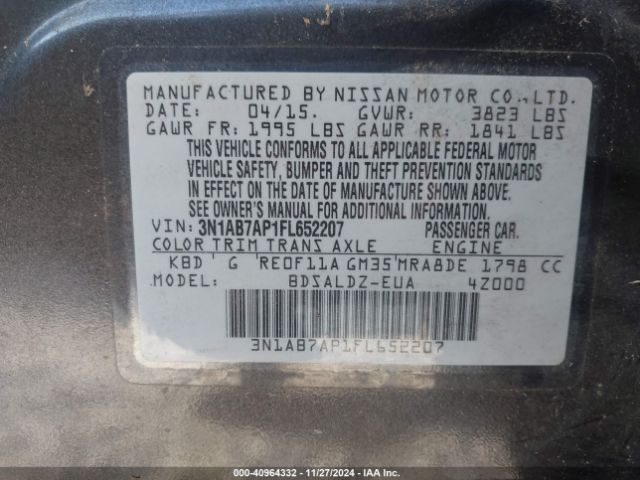 Photo 8 VIN: 3N1AB7AP1FL652207 - NISSAN SENTRA 