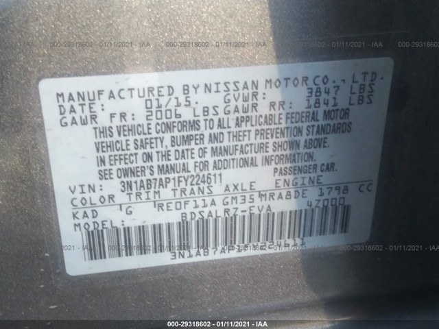 Photo 8 VIN: 3N1AB7AP1FY224611 - NISSAN SENTRA 