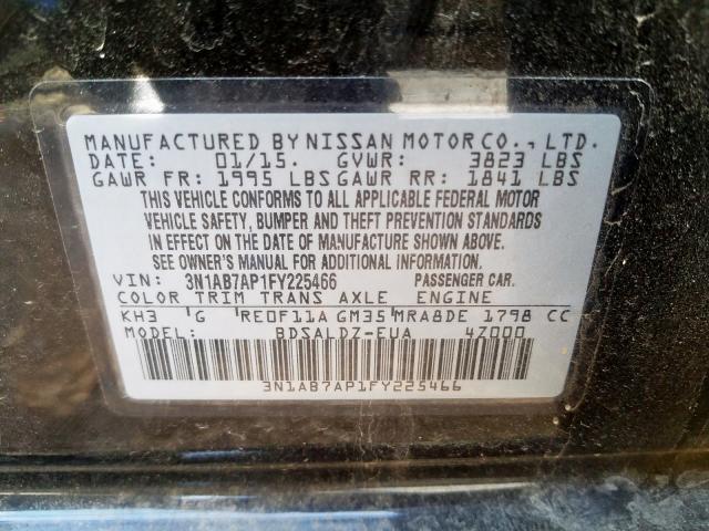 Photo 9 VIN: 3N1AB7AP1FY225466 - NISSAN SENTRA S 