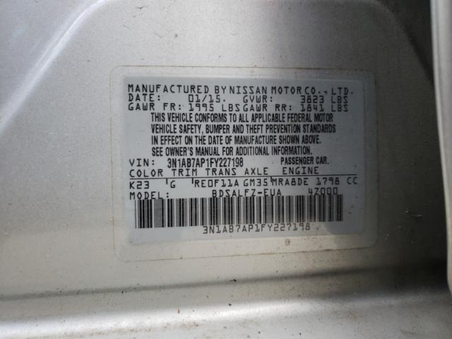 Photo 9 VIN: 3N1AB7AP1FY227198 - NISSAN SENTRA S 