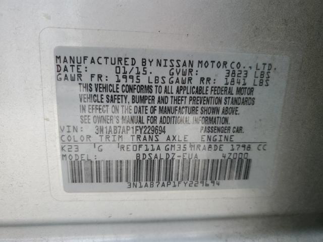 Photo 11 VIN: 3N1AB7AP1FY229694 - NISSAN SENTRA S 