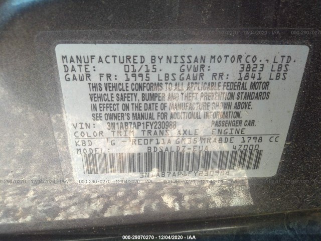 Photo 8 VIN: 3N1AB7AP1FY230988 - NISSAN SENTRA 