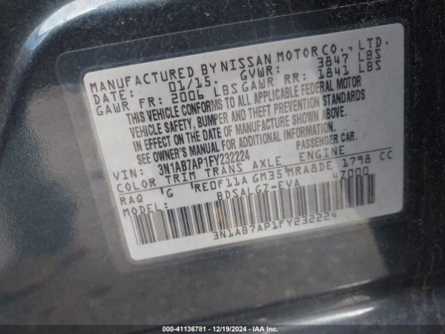 Photo 8 VIN: 3N1AB7AP1FY232224 - NISSAN SENTRA 