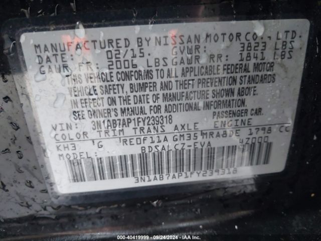 Photo 8 VIN: 3N1AB7AP1FY239318 - NISSAN SENTRA 