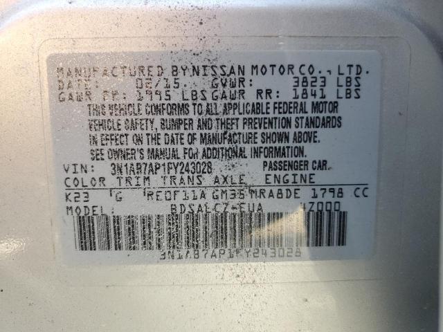 Photo 12 VIN: 3N1AB7AP1FY243028 - NISSAN SENTRA S 