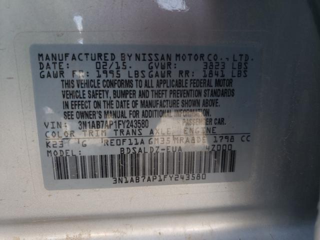 Photo 9 VIN: 3N1AB7AP1FY243580 - NISSAN SENTRA SV 