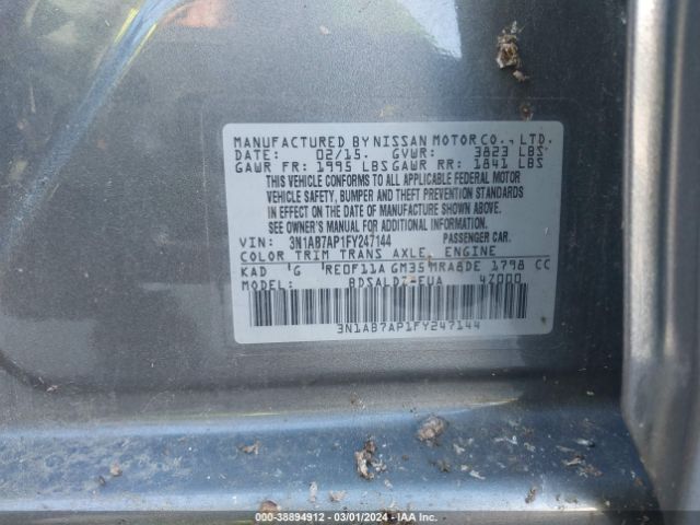 Photo 8 VIN: 3N1AB7AP1FY247144 - NISSAN SENTRA 