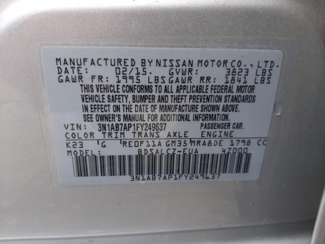 Photo 9 VIN: 3N1AB7AP1FY249637 - NISSAN SENTRA S 