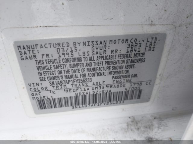 Photo 8 VIN: 3N1AB7AP1FY256233 - NISSAN SENTRA 