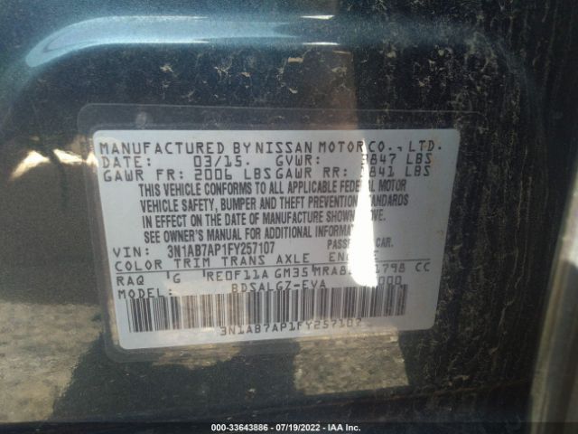 Photo 8 VIN: 3N1AB7AP1FY257107 - NISSAN SENTRA 