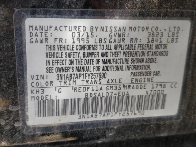 Photo 9 VIN: 3N1AB7AP1FY257690 - NISSAN SENTRA S 