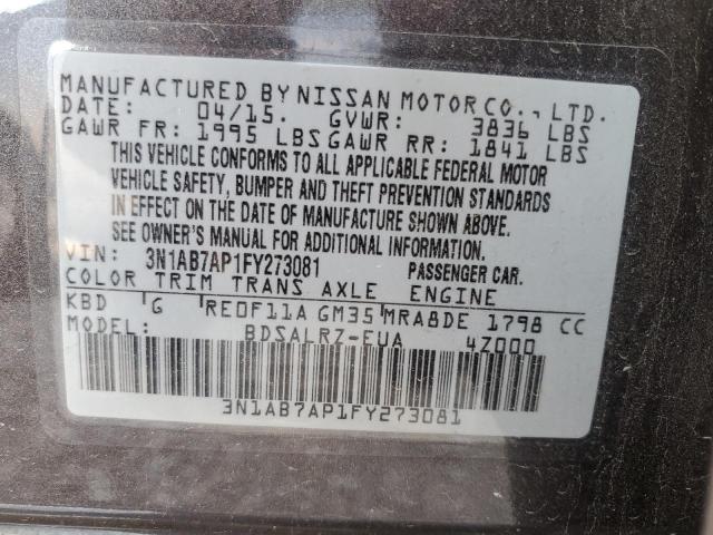 Photo 9 VIN: 3N1AB7AP1FY273081 - NISSAN SENTRA S 