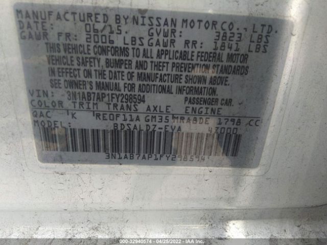 Photo 8 VIN: 3N1AB7AP1FY298594 - NISSAN SENTRA 