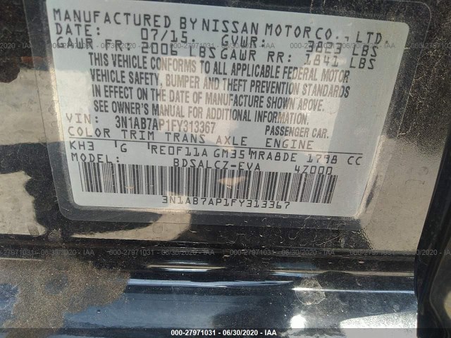 Photo 8 VIN: 3N1AB7AP1FY313367 - NISSAN SENTRA 