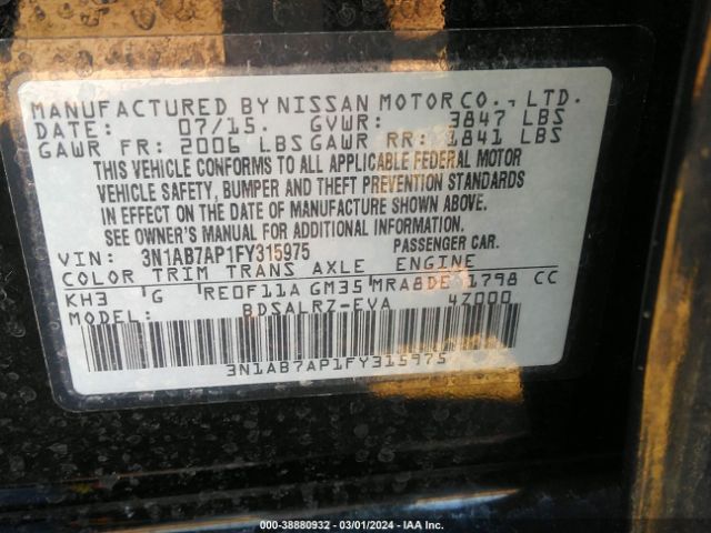 Photo 8 VIN: 3N1AB7AP1FY315975 - NISSAN SENTRA 