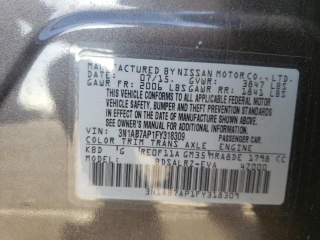 Photo 9 VIN: 3N1AB7AP1FY318309 - NISSAN SENTRA S 