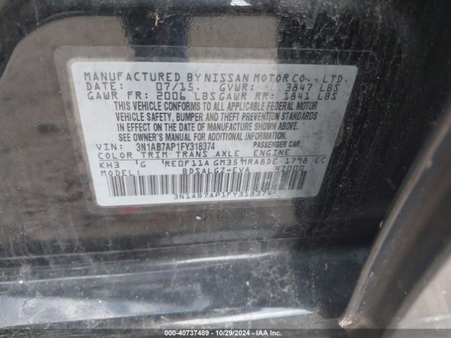 Photo 8 VIN: 3N1AB7AP1FY318374 - NISSAN SENTRA 