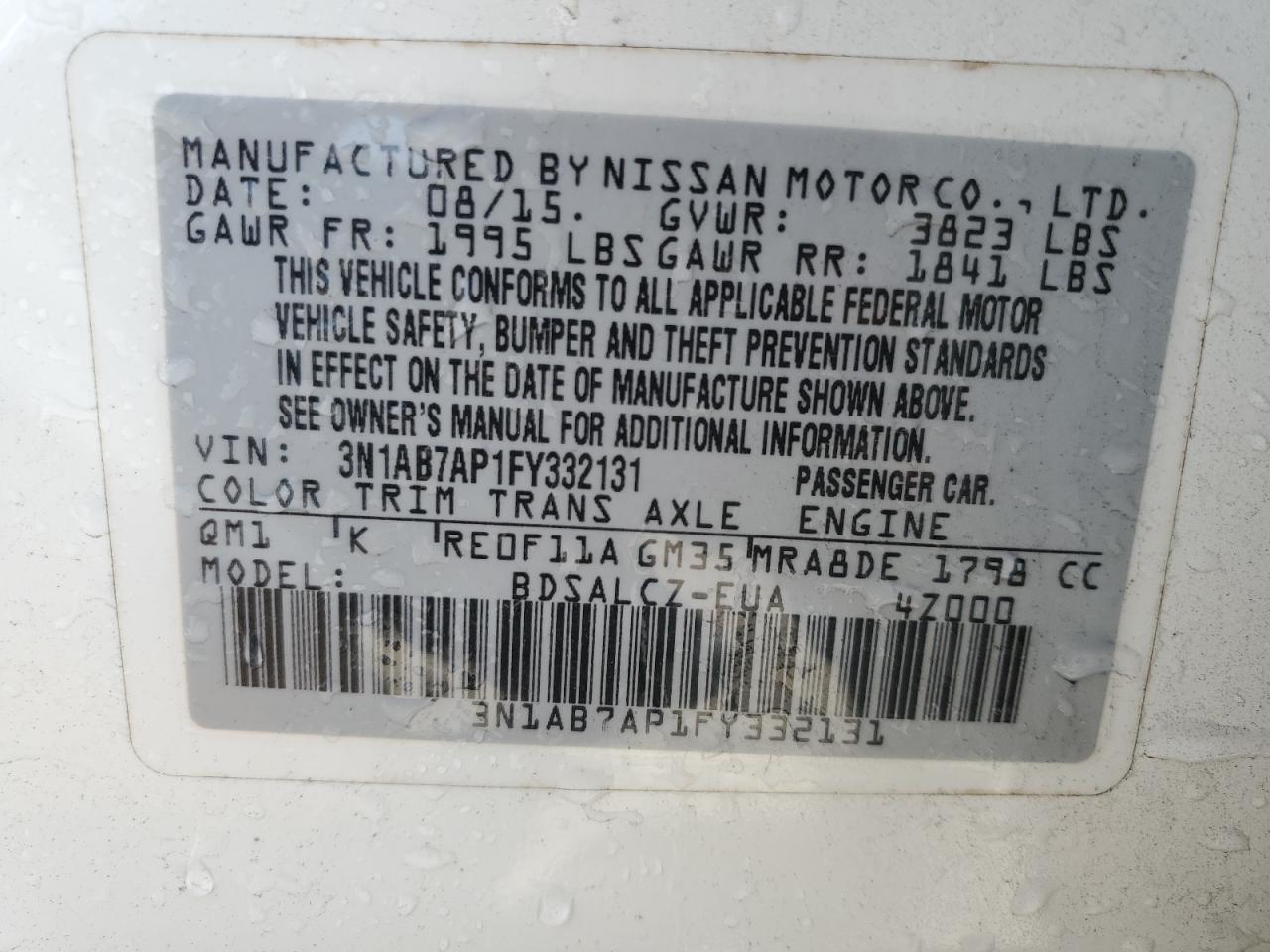 Photo 11 VIN: 3N1AB7AP1FY332131 - NISSAN SENTRA 