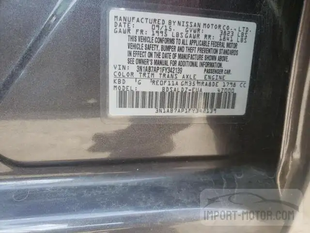 Photo 11 VIN: 3N1AB7AP1FY342139 - NISSAN SENTRA 