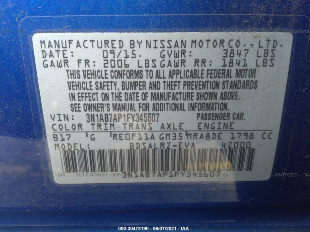 Photo 8 VIN: 3N1AB7AP1FY345607 - NISSAN SENTRA 