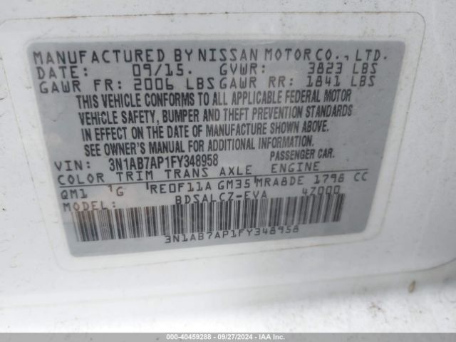 Photo 8 VIN: 3N1AB7AP1FY348958 - NISSAN SENTRA 