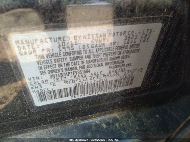 Photo 8 VIN: 3N1AB7AP1FY351584 - NISSAN SENTRA 