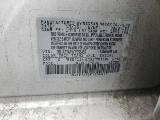 Photo 9 VIN: 3N1AB7AP1FY356459 - NISSAN SENTRA S 