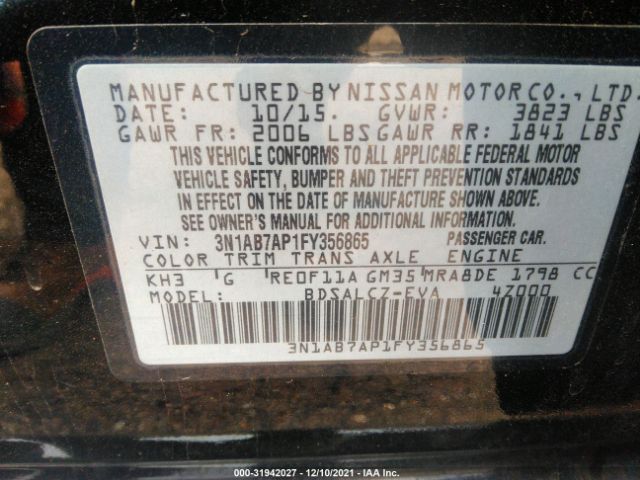 Photo 8 VIN: 3N1AB7AP1FY356865 - NISSAN SENTRA 