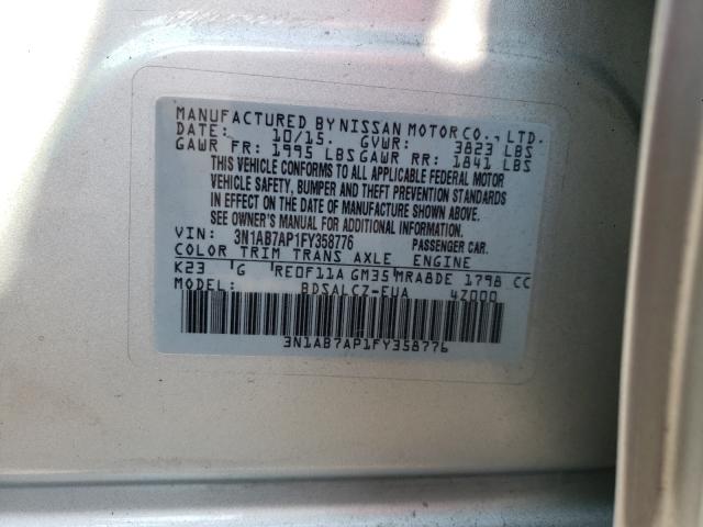 Photo 9 VIN: 3N1AB7AP1FY358776 - NISSAN SENTRA S 