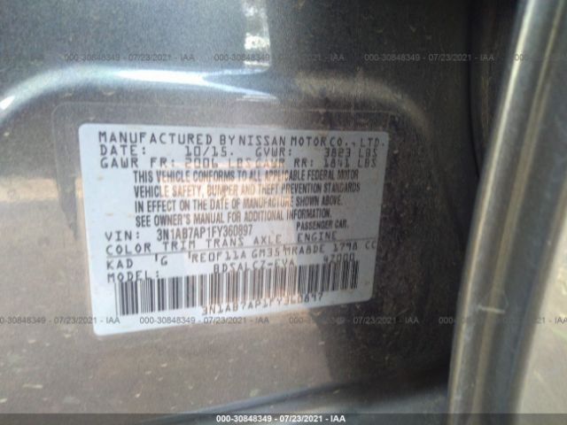 Photo 8 VIN: 3N1AB7AP1FY360897 - NISSAN SENTRA 