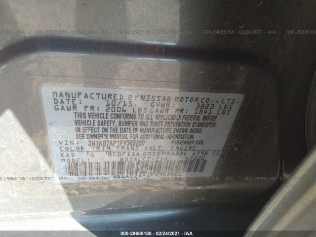 Photo 8 VIN: 3N1AB7AP1FY362200 - NISSAN SENTRA 