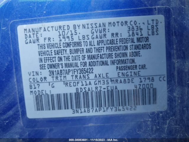 Photo 8 VIN: 3N1AB7AP1FY365422 - NISSAN SENTRA 