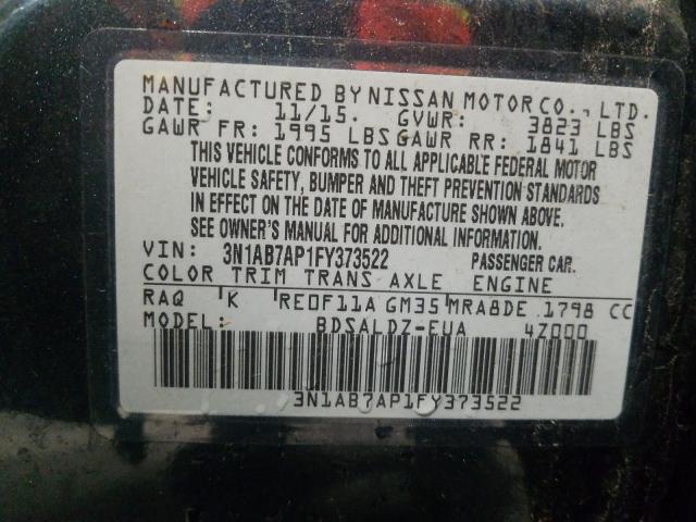 Photo 9 VIN: 3N1AB7AP1FY373522 - NISSAN SENTRA S 