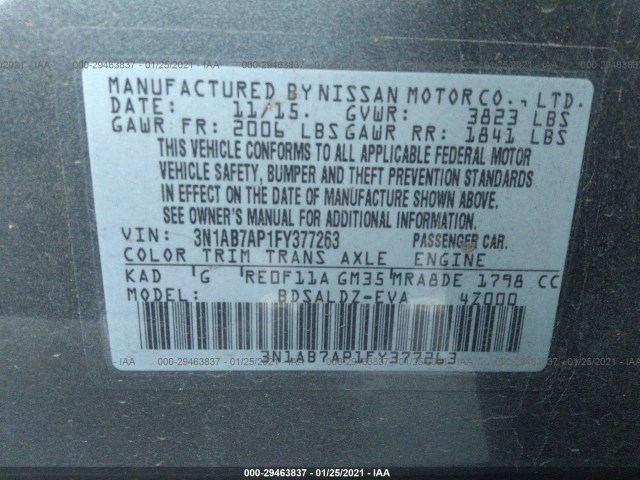 Photo 8 VIN: 3N1AB7AP1FY377263 - NISSAN SENTRA 