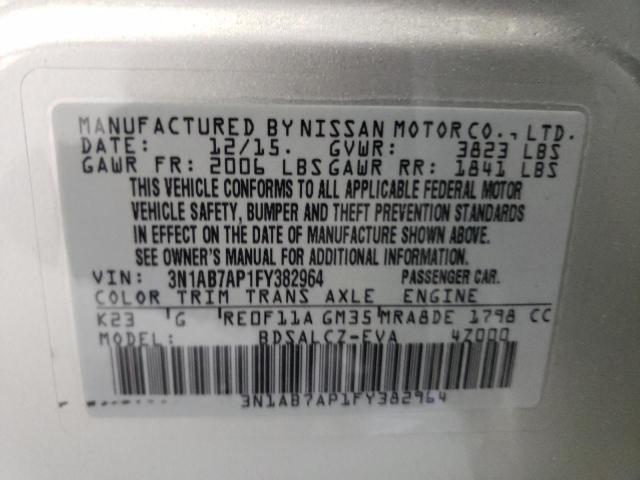 Photo 11 VIN: 3N1AB7AP1FY382964 - NISSAN SENTRA S 