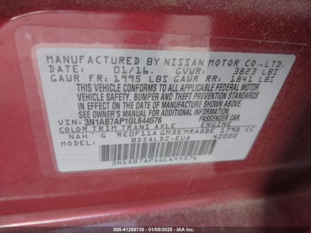 Photo 8 VIN: 3N1AB7AP1GL644576 - NISSAN SENTRA 