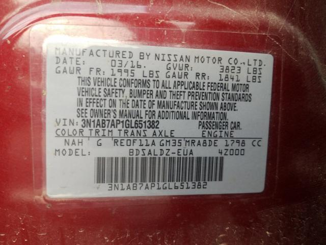 Photo 9 VIN: 3N1AB7AP1GL651382 - NISSAN SENTRA S 