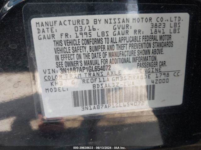 Photo 8 VIN: 3N1AB7AP1GL654072 - NISSAN SENTRA 