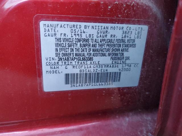 Photo 9 VIN: 3N1AB7AP1GL663385 - NISSAN SENTRA S 