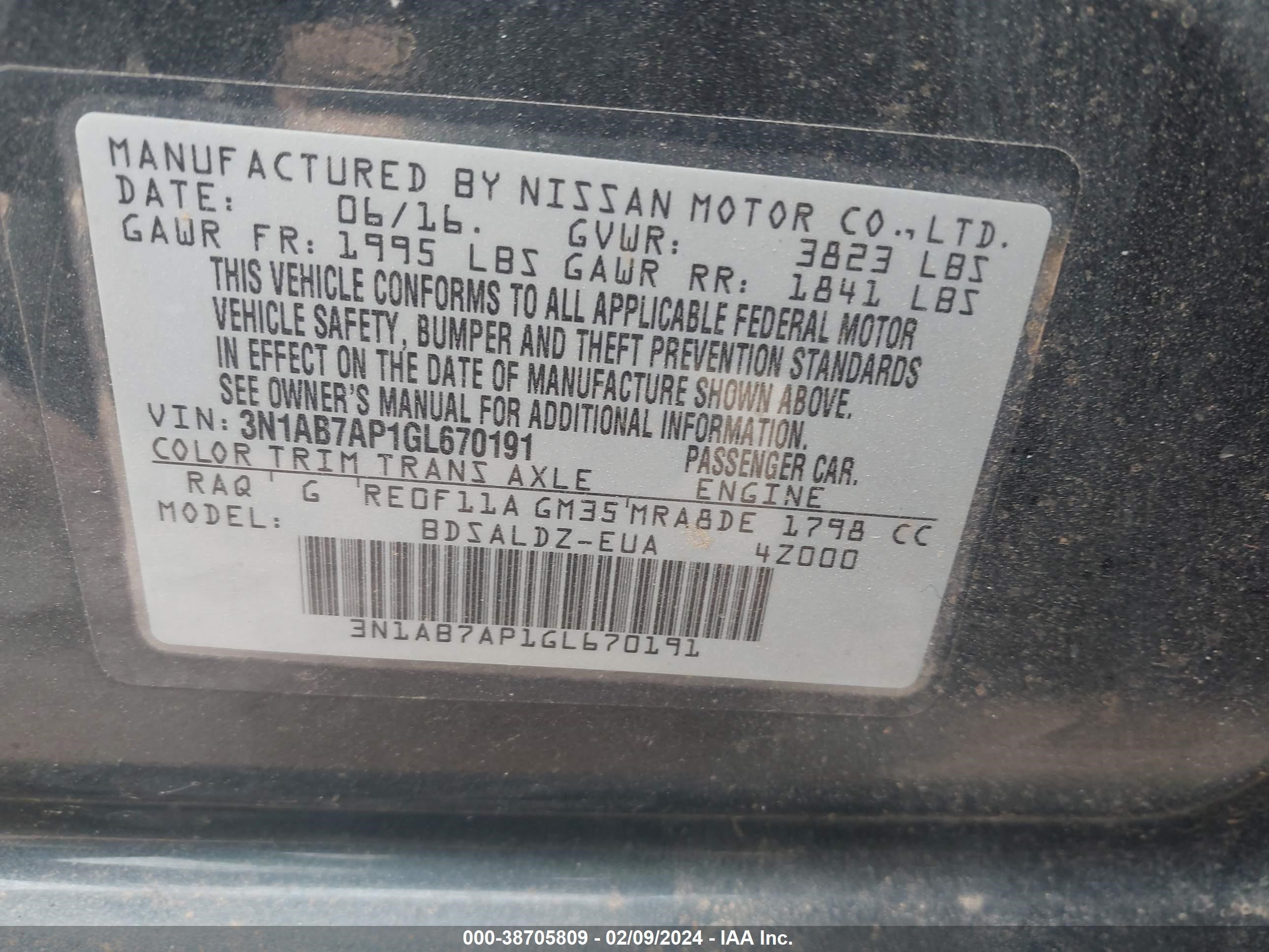 Photo 8 VIN: 3N1AB7AP1GL670191 - NISSAN SENTRA 