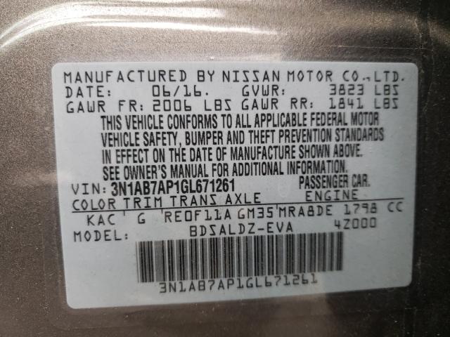 Photo 9 VIN: 3N1AB7AP1GL671261 - NISSAN SENTRA S 