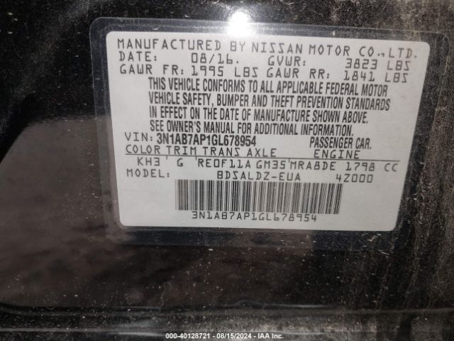 Photo 8 VIN: 3N1AB7AP1GL678954 - NISSAN SENTRA 